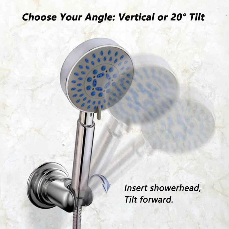 BOPai Suction Cup Shower Head Holder for Handheld Shower â€“ No Drill, for Smooth Surfaces Only, Adjustable 20Â°, Chrome - Image 2